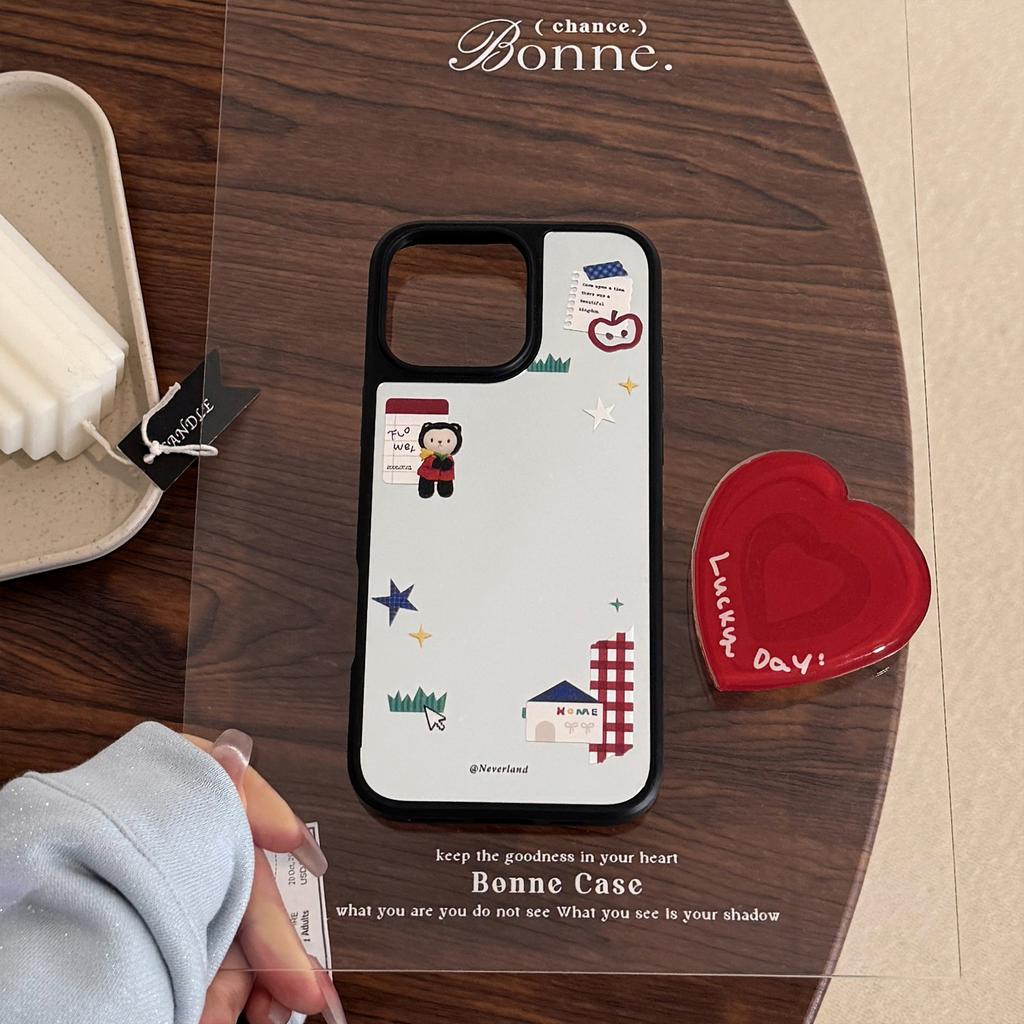 Korean Cartoon Suitable for 16 Apple 15pro Max Mobile Phone Case Iphone14 Mirror 13 Love Stand 15
