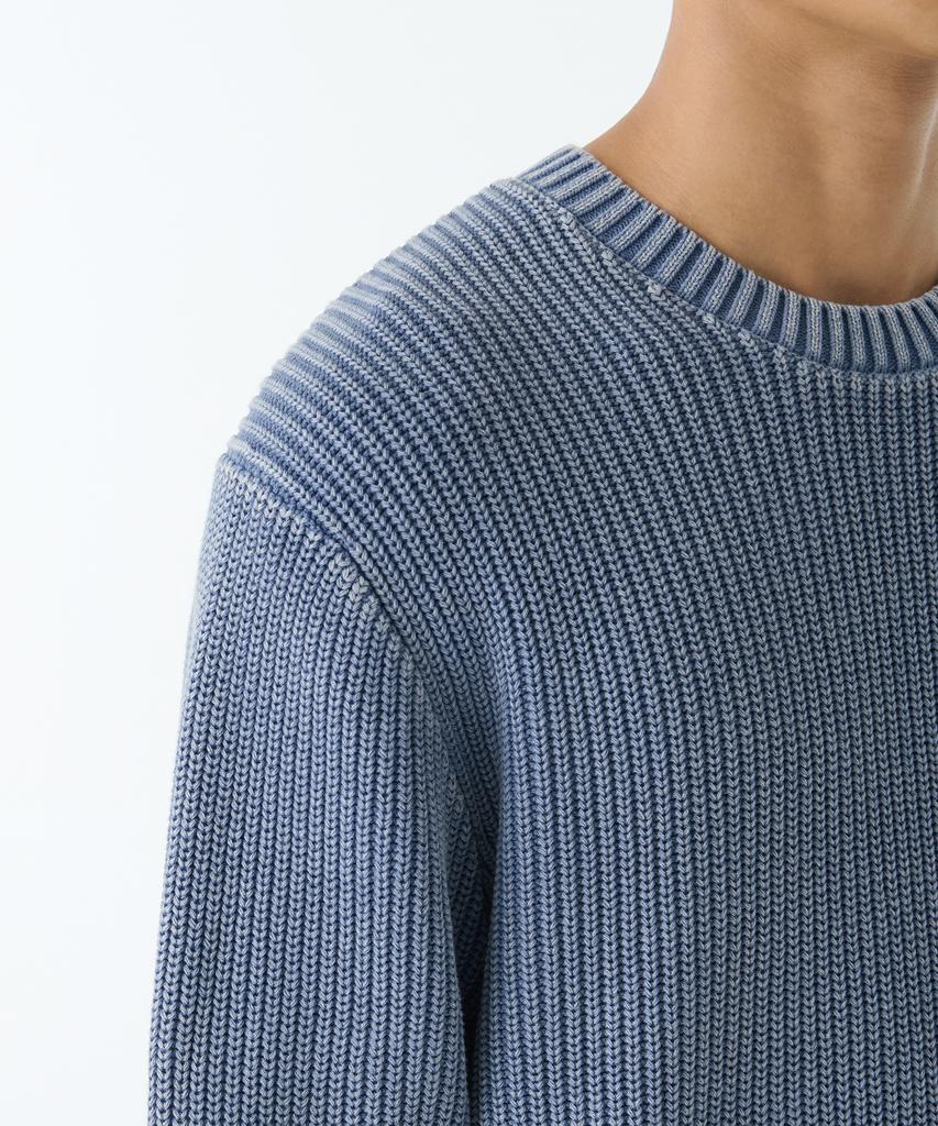 MUSINSA STANDARD Pigment Ribbed Crew Neck Knit [Blue]