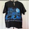 New VTG Native American Horseback Wolves Eagles Neon Graphic T-Shirt 90s Y2K M