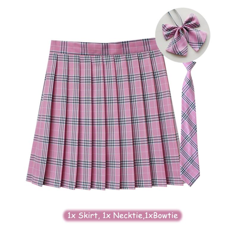

Повсякденна міні-спідниця в клітку для дівчаток у формі JK із зав’язкою Спідниця в складку з високою талією в коледжі Студентська шкільна форма Косплей Костюм M рожевий