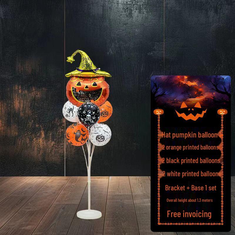 Halloween Pumpkin Skeleton Balloon Columns for Party and Event Decoration