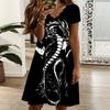 Women V Neck Gentle Camellia Floral Plus Size Summer Short Sleeve Loose Gown
