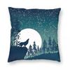 Wolf Moon Constellations Pillowcase Polyester Linen Velvet Creative Zip Decorative Bed Cushion Cover