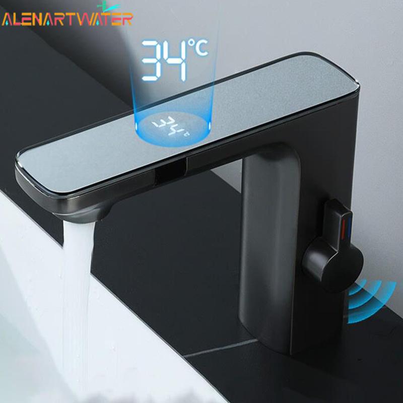Smart Sensor LED Faucet Bathroom Basin Infrared Faucet Kitchen Sink Mixer Tap Hot and Cold Vanity Touchless Tap Digital Display