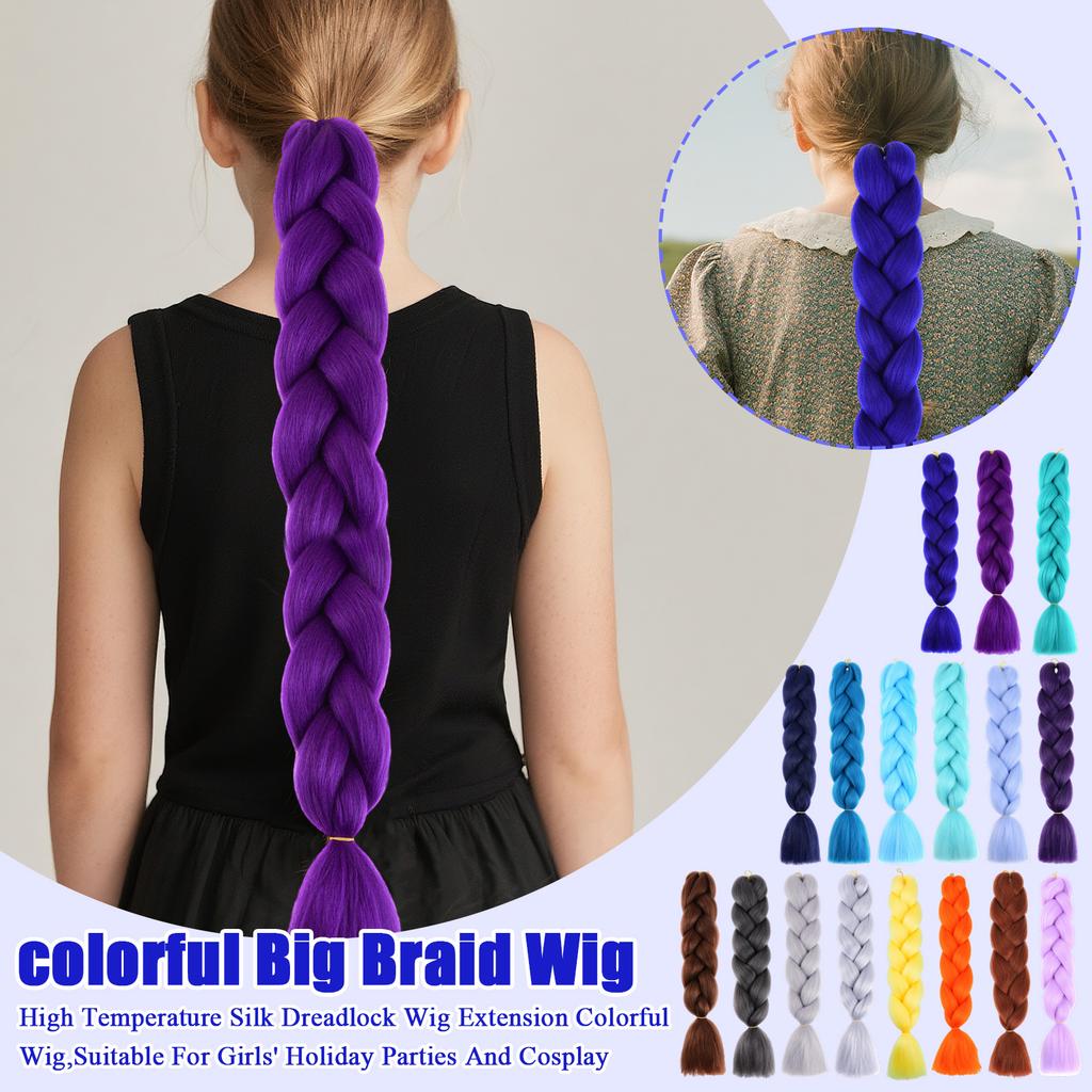 High Temperature Silk Dreadlock Wig Extension Colorful Wig, Suitable For Girls' Holiday Parties And Cosplay