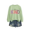 Womens Oversized Cotton Hoodie With Be Kind Cutout Letter Print Fall Winter Casual Sweatshirt