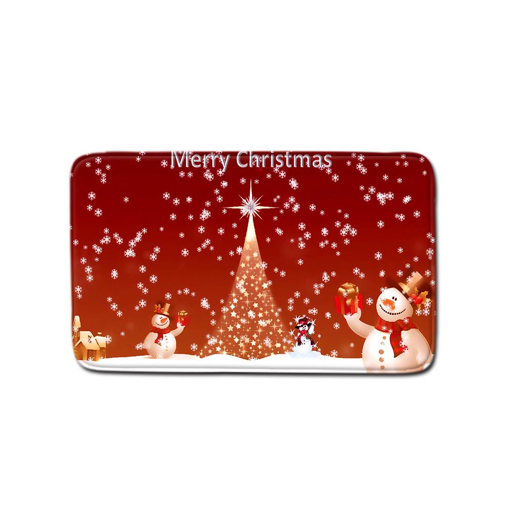 Christmas Printed Shower Curtain Floor Mat Four-Piece Bathroom Toilet Non-Slip Absorbent Carpet Toilet Non-Slip Door Mat