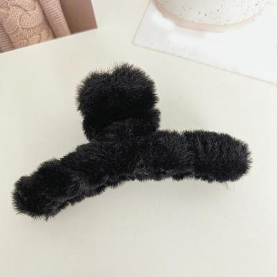 Plush Hair Claw Clip Fuzzy Non Slip Strong Hold Elegant Solid Color Large Fall Winter Women Long Thick Thin Curly Hair Clamp Fashion Hair Accessories