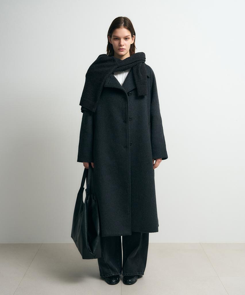 SIS A Soft Fine Wool Wrap Coat [Charcoal]