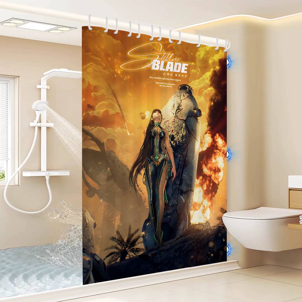 Game Stellar Blade Bathroom Shower Curtain Shielding Partition Shower Curtain Quick Dry Can Be Scrubable Light Opaque Bath
