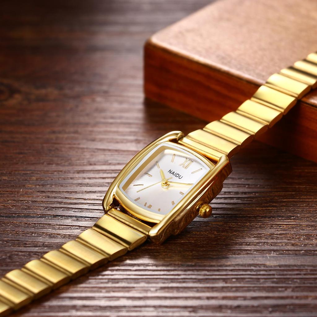 Women's Square Stainless Steel Gold Watch: Analog Display, Waterproof, Stylish Quartz Watch, Gold, Fashion Watch for Women - Perfect Gift for