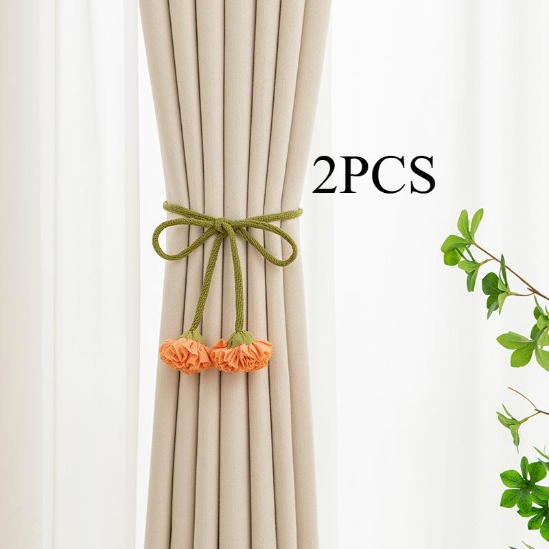 

2PCS.Adjustable Creative Flower Curtain Tiebacks, Punch-Free Minimalist Holders,Non-Slip Straps for Sheer Curtains ONE SIZE FITS MOST&FABRIC