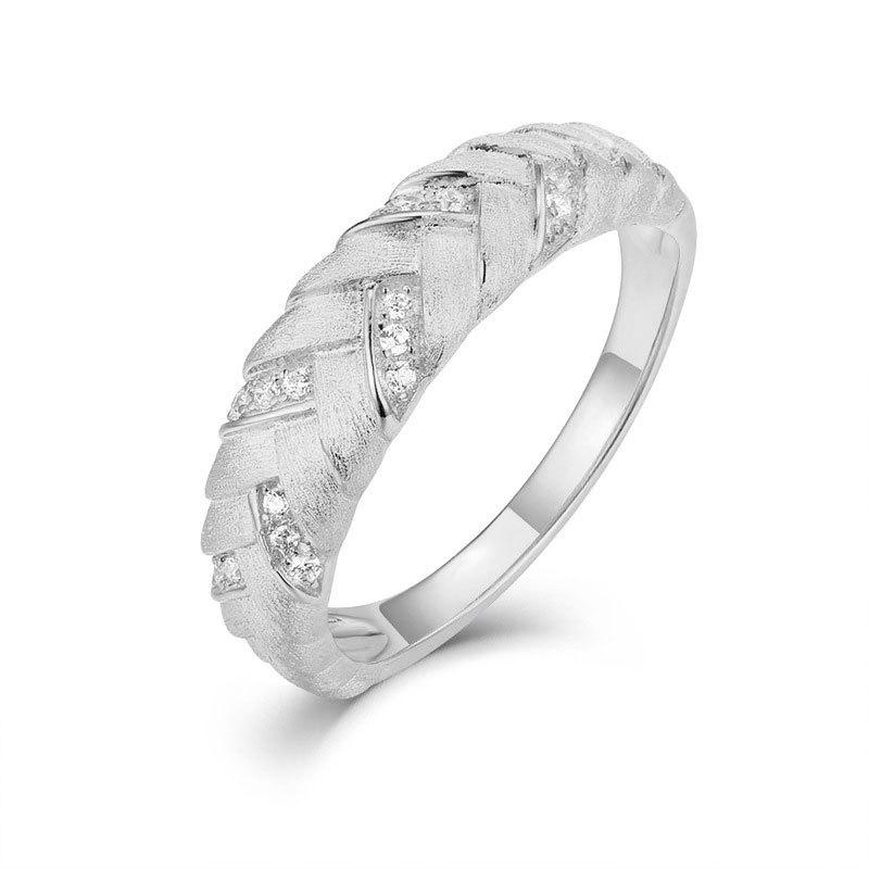 

S925 Sterling Silver Italian Vintage Woven Handmade Brushed Ring Girls Popular Medium Antique Ring No. 6 срібний