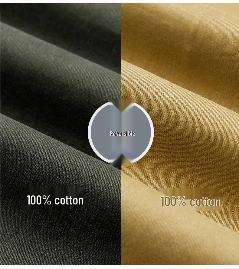 Men's Double-Sided Pure Cotton Jacket - Stand Collar, Loose Fit, Business Casual for Spring and Autumn.