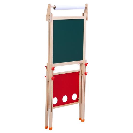 Kids Easel, Toddlers Art Easel, Wooden Kid Easel with Paper Roll, Height Adjustable Magnetic Double Sided Easel, Kids Dry Erase Board