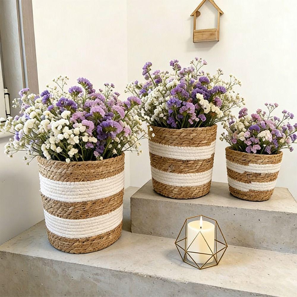 Woven Flower Plant Pot Basket Rattan Rattan Planter Basket Straw Weaving Basket  Plantable Plants