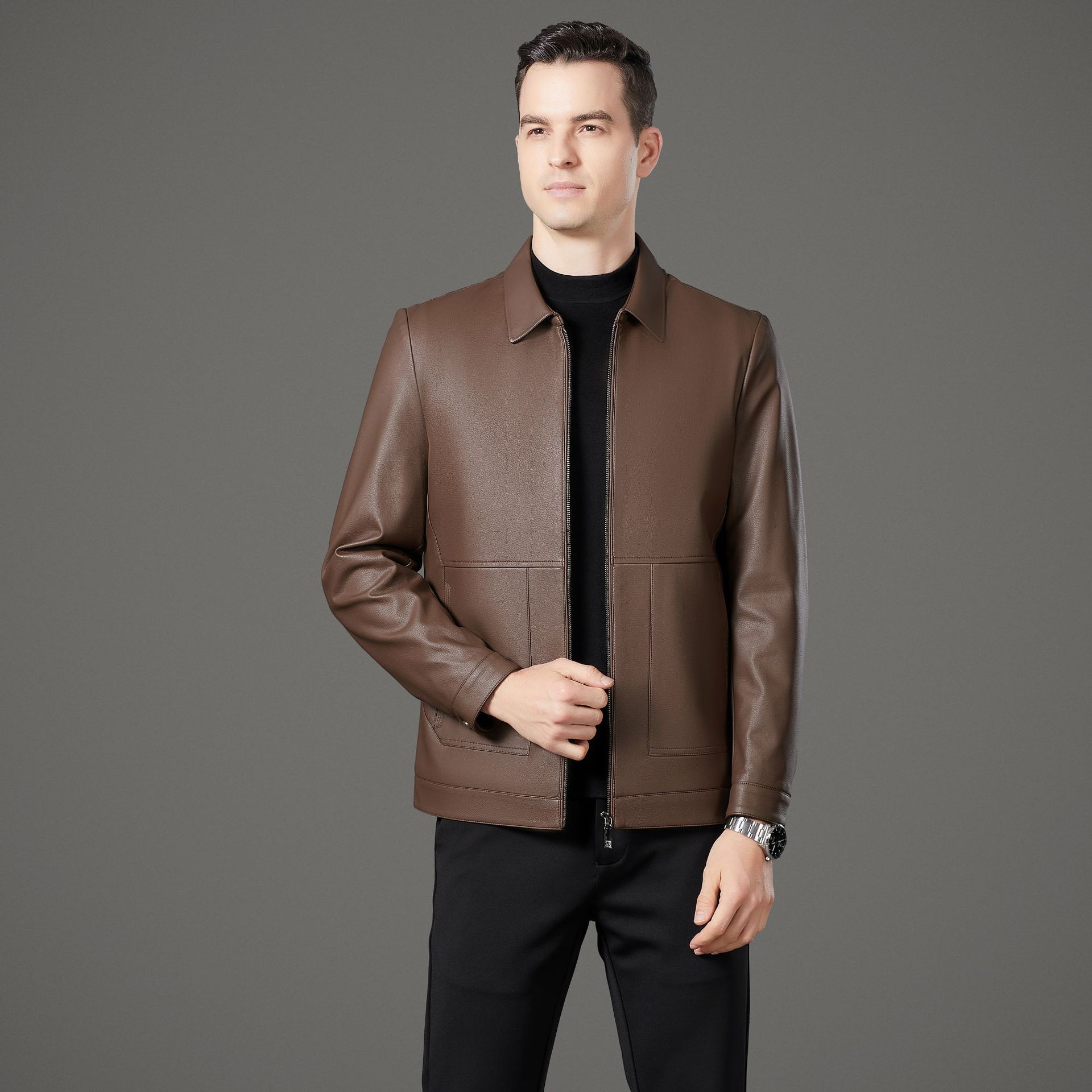 Классическая куртка из натуральной кожи — фото 3