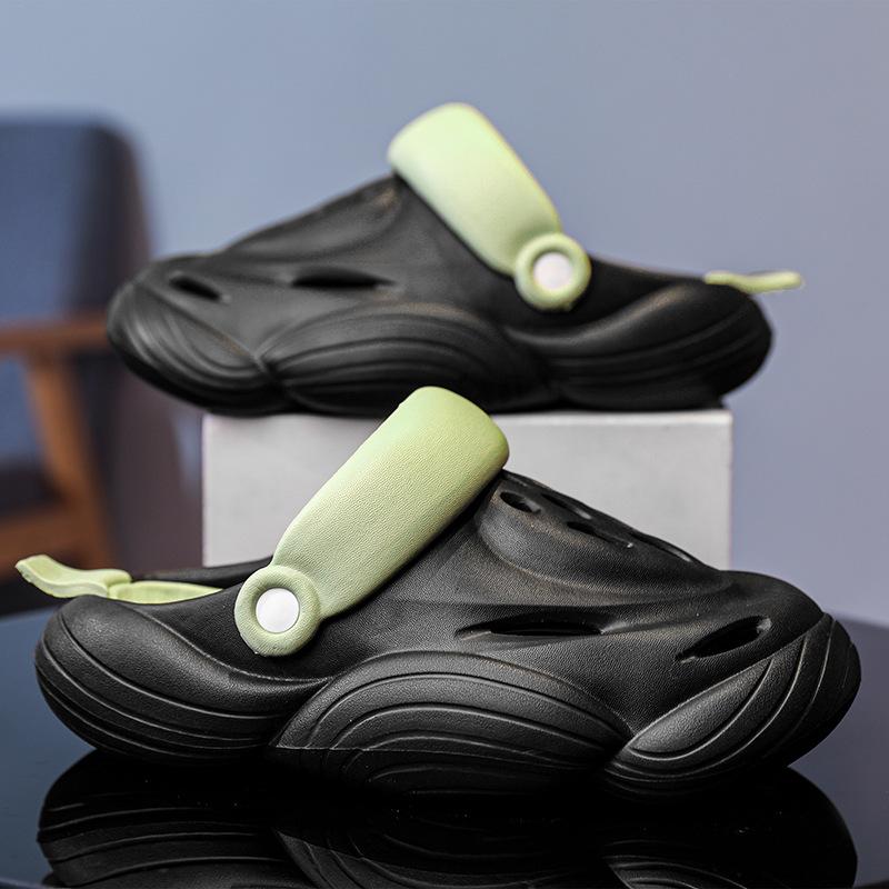 

Летняя мужская обувь Hole, нескользящие и дезодорирующие тапочки-мешки, толстая подошва, пляжные сандалии двойного назначения 40