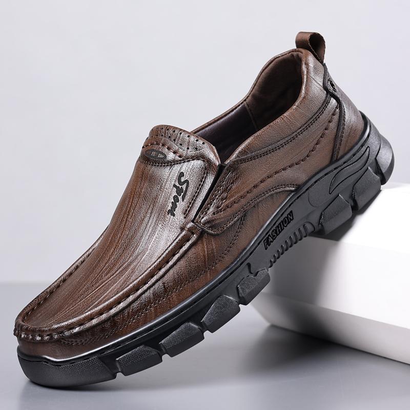 

Повседневная кожаная обувь для мужчин Осень Бренд Мужские деловые офисные лоферы Платформа Мужская мягкая социальная обувь Рабочая обувь JZ-5960 44 коричневый