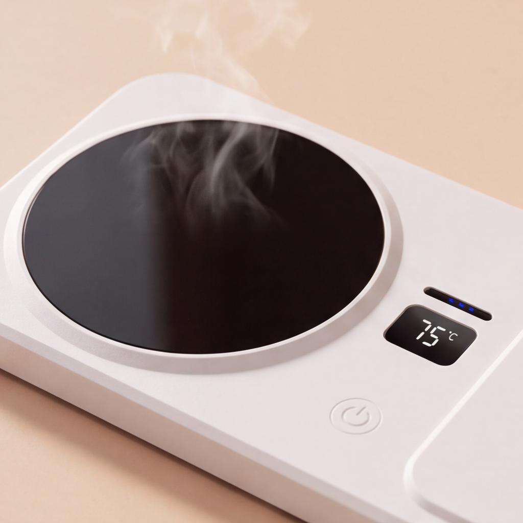Multi-Functional Constant Temperature Warming Coaster for Coffee with 2-in-1 Wireless Charging Pad for Phone Earphones Heated Beverage Warmer Desk