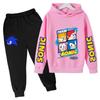 2026 Anime Sonic The Hedgehog Children's Sweater Suit Cartoon Pullover Boy Warm Sweater Hoodie+Sweatpants 2d Fashion Sportswear