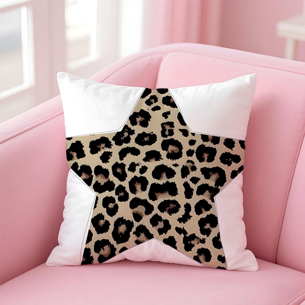 SStars plaid leopard print apples Cushion Cover Pillow Case Soft Friendly Fabric  Concealed Zipper
