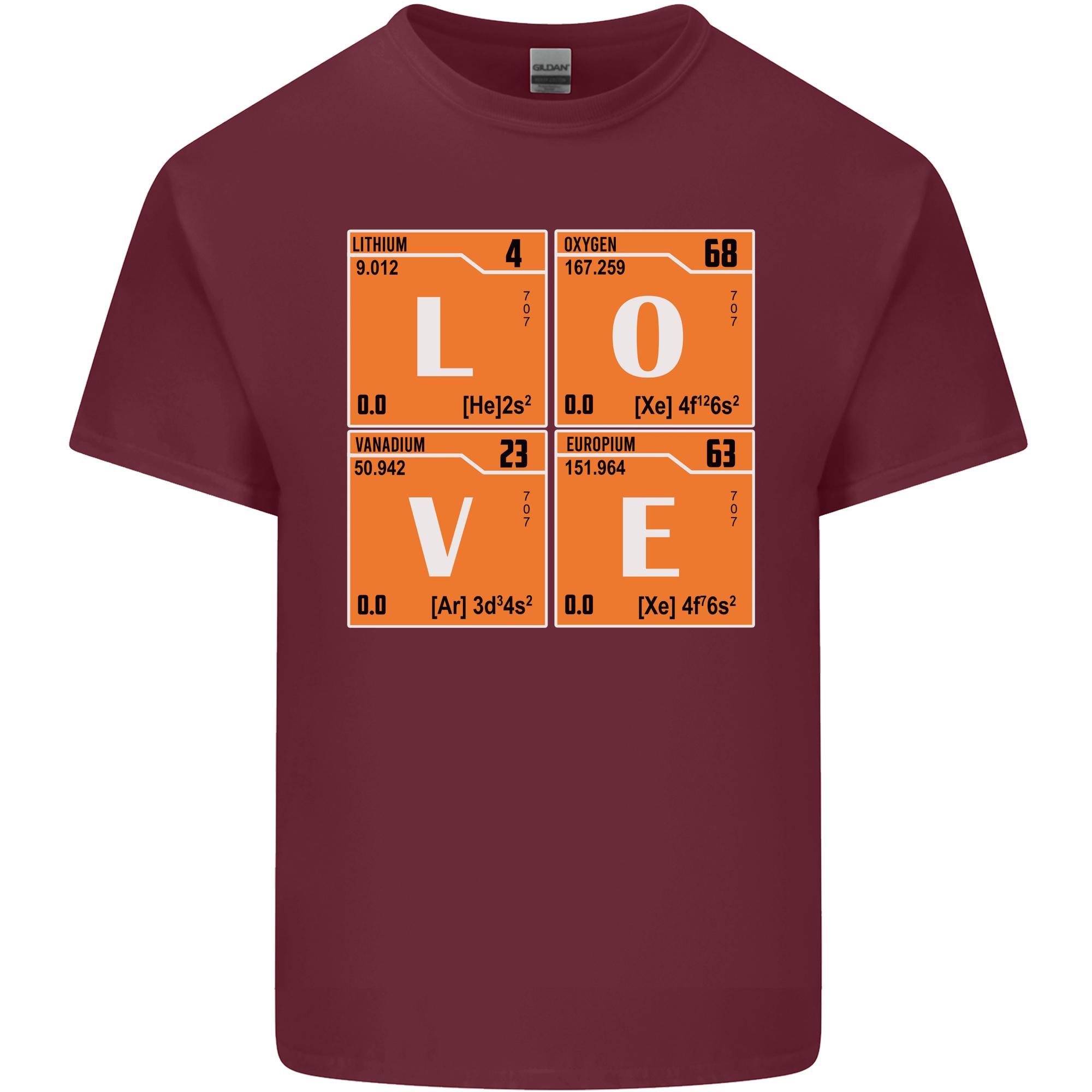 Love Periodic Table Chemistry Geek Funny Unisexs Light Cotton TShirt S