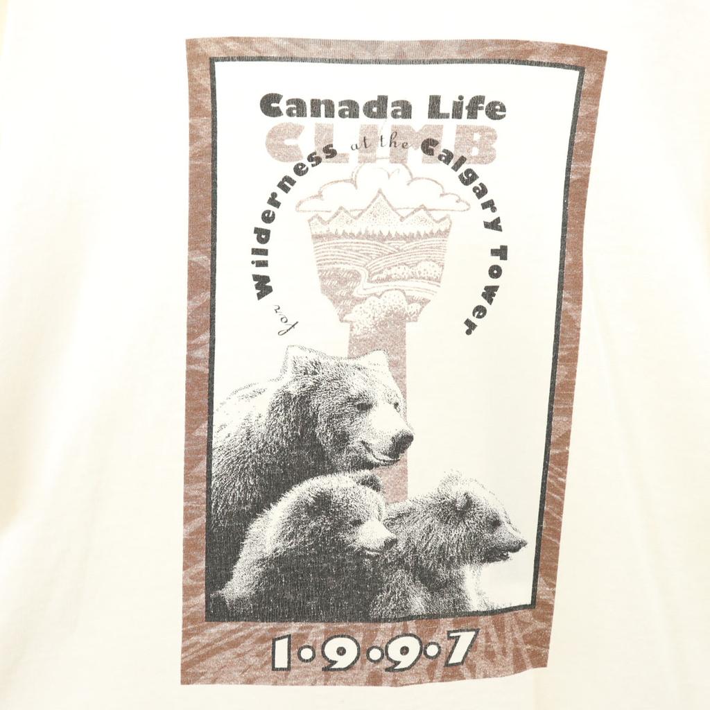 BOW VALLEY 90s Made In Canada Old CANADA LIFE Bear Short Sleeve T-shirt Men's Used
