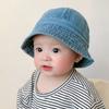 Solid Color Washed Denim Bucket Hat Cloth Children Fisherman Cap Baby Sun Hat  Baby Accessories