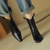 Women's low-heeled short boots autumn and winter new thick-heeled comfortable large-size simple cowhide boots