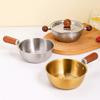 High Quality Stainless Steel Complementary Food Pot Silver Wood Ball Handle Noodle Pot 0 Coating Bowl Small Cookware Universal