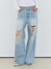 ETMON Distressed Denim Pants Light Blue