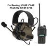 Noise Reduction Ear Muffs 7.1mm Plug Hunting Headset with Detachable Mic for   UV9R UV9R PLUS UVXR BF9700(Black )
