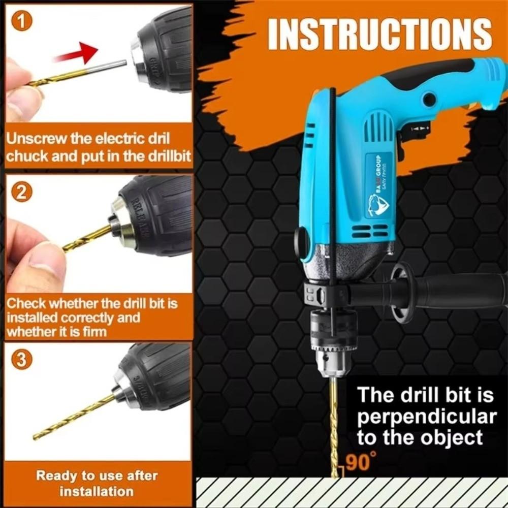 Multifunctional 13-piece Titanium-plated Twist Drill Portable Hand Drill Punching Tool