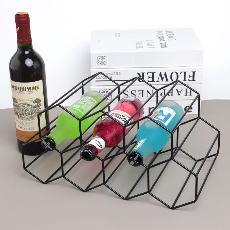 Nordic Black Iron Twotier Wine Holder With Seven Slots For Home Bar Organization