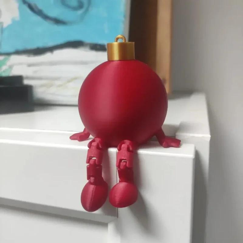 3D Novelty Christmas Miniature Statue Movable Joint Ball Xmas Tree Ornament Party Festive Tabletop Display Figurine