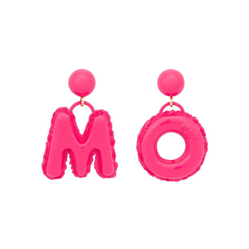 Moschino Letter Shaped Pendant Design Brass Earrings Women earrings Purple Red AEF23121A916384621217 F,Fuchsia