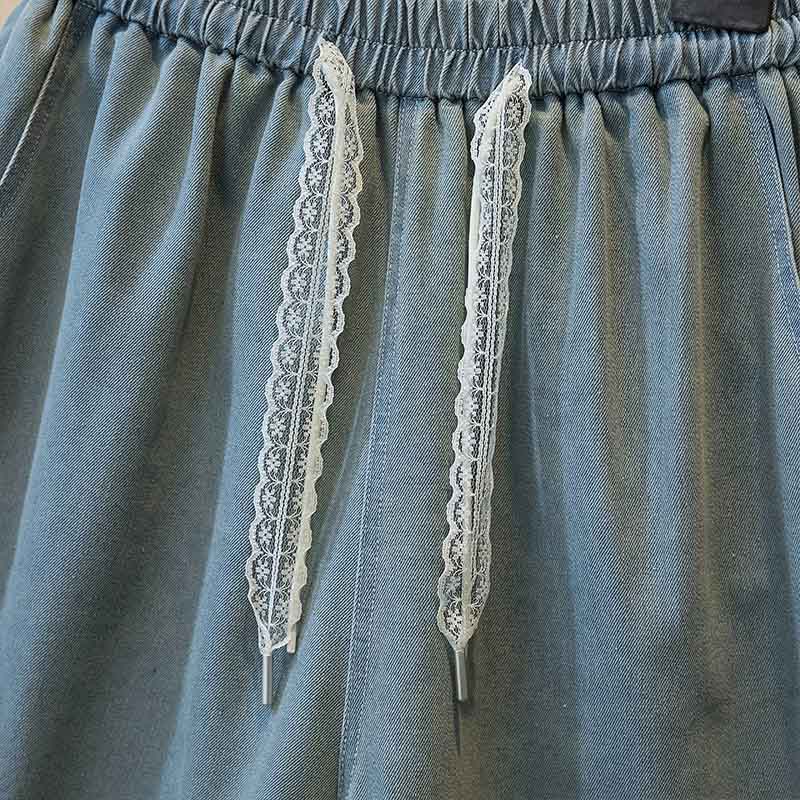 Dámské šortky Letní Bavlněné Džínové Vintage Volné Velká Velikost Ležérní Džínové Široké Nohavice Šortky