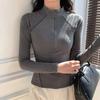 Semi-turtleneck zipper bone 2025 autumn and winter new shirt T-shirt casual versatile women