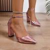 2025 Spring and Summer New French One Buckle Strap High Heels Block Heel Fashion Pointed Toe Women's Singles