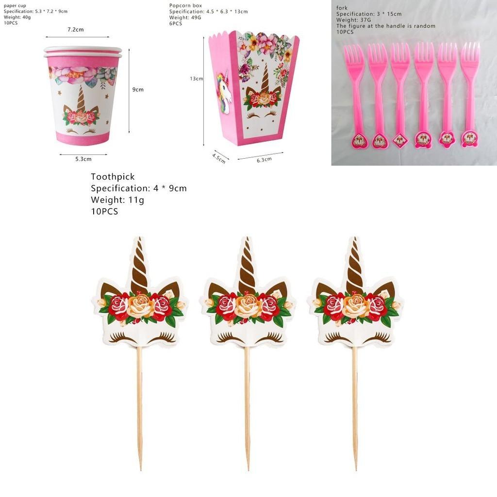 Wreath Unicorn Kids Birthday Party Supplies Magical Tableware Plates Cups Forks Napkins And Gifts