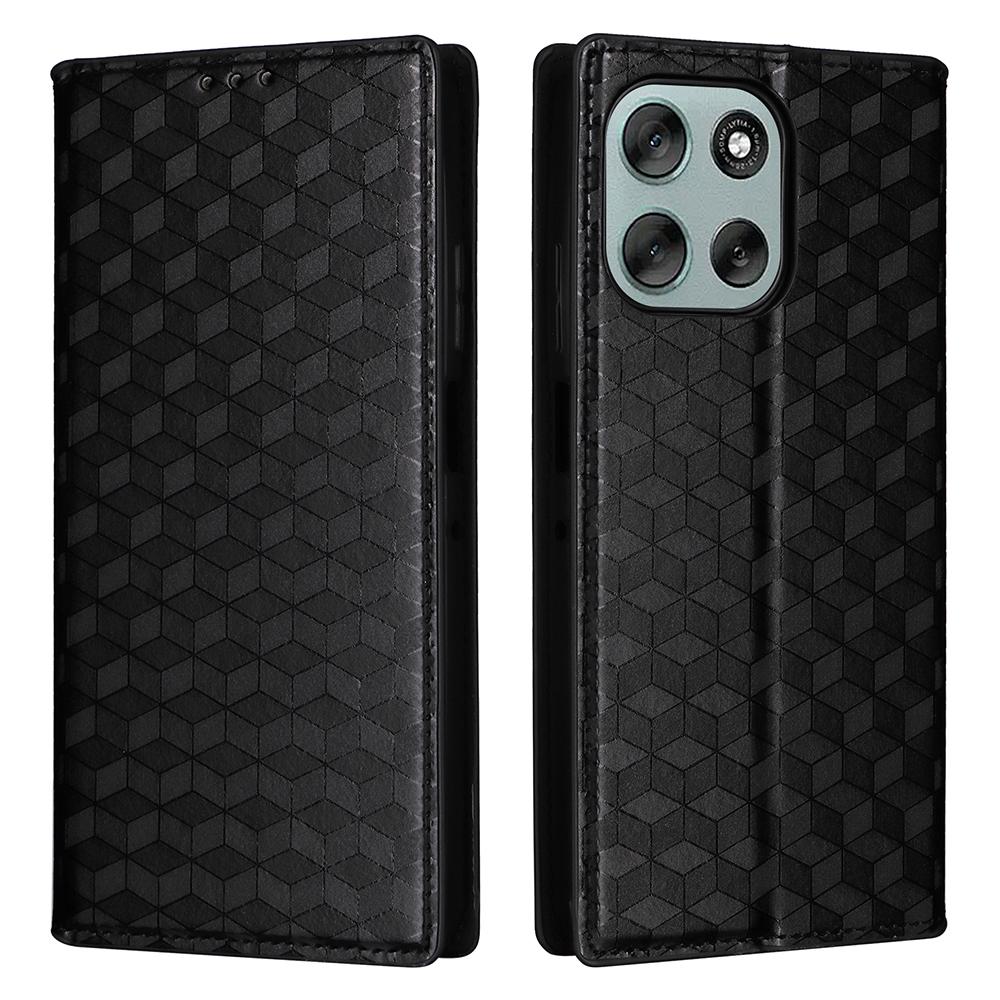 For Motorola Moto G56 5G Case Wallet Rhombus Imprinted Leather Phone Cover