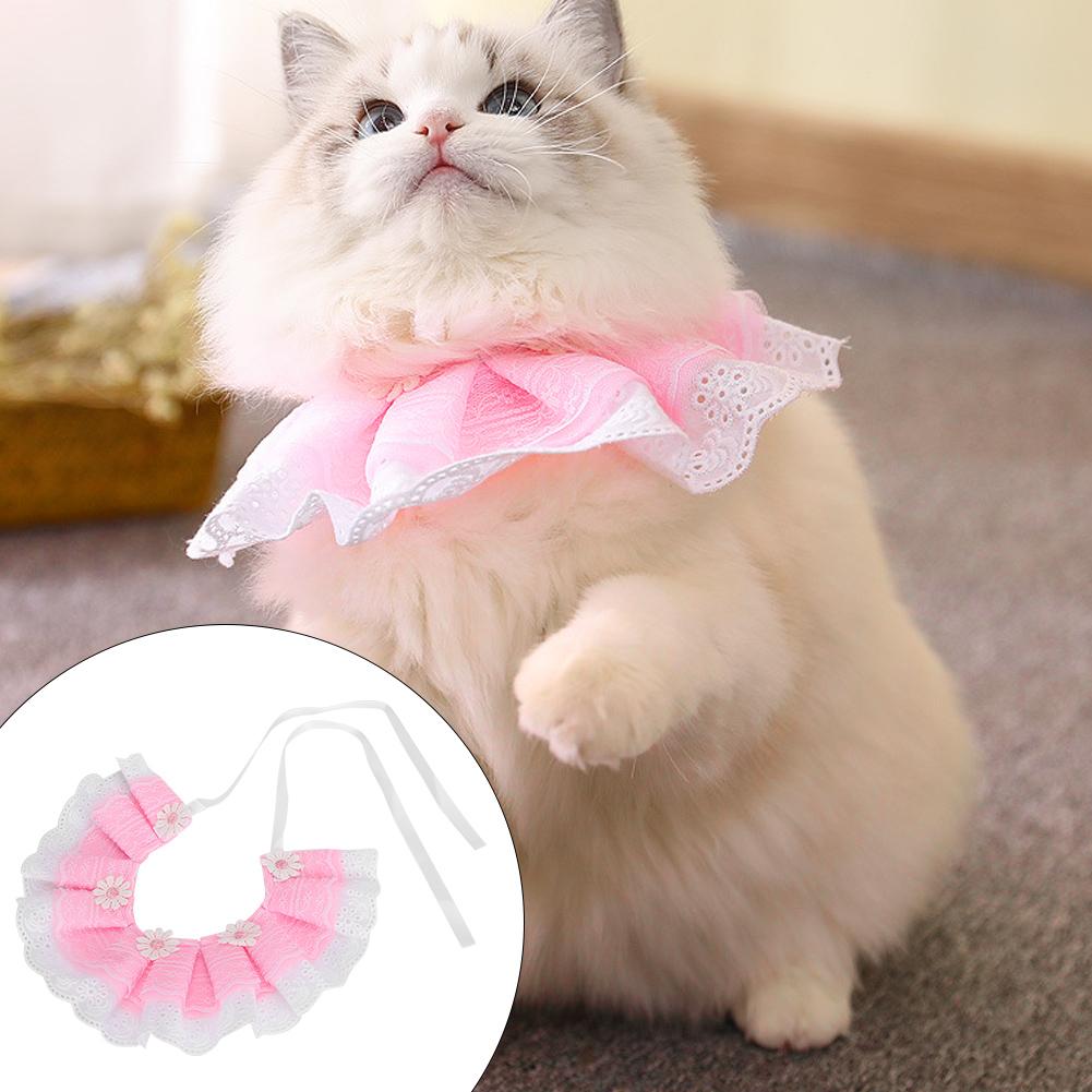 Cute Lace Bowknot Pet Saliva Towels Neckerchief Collar Drool Bibs With Bell Decoration for Dog Cat