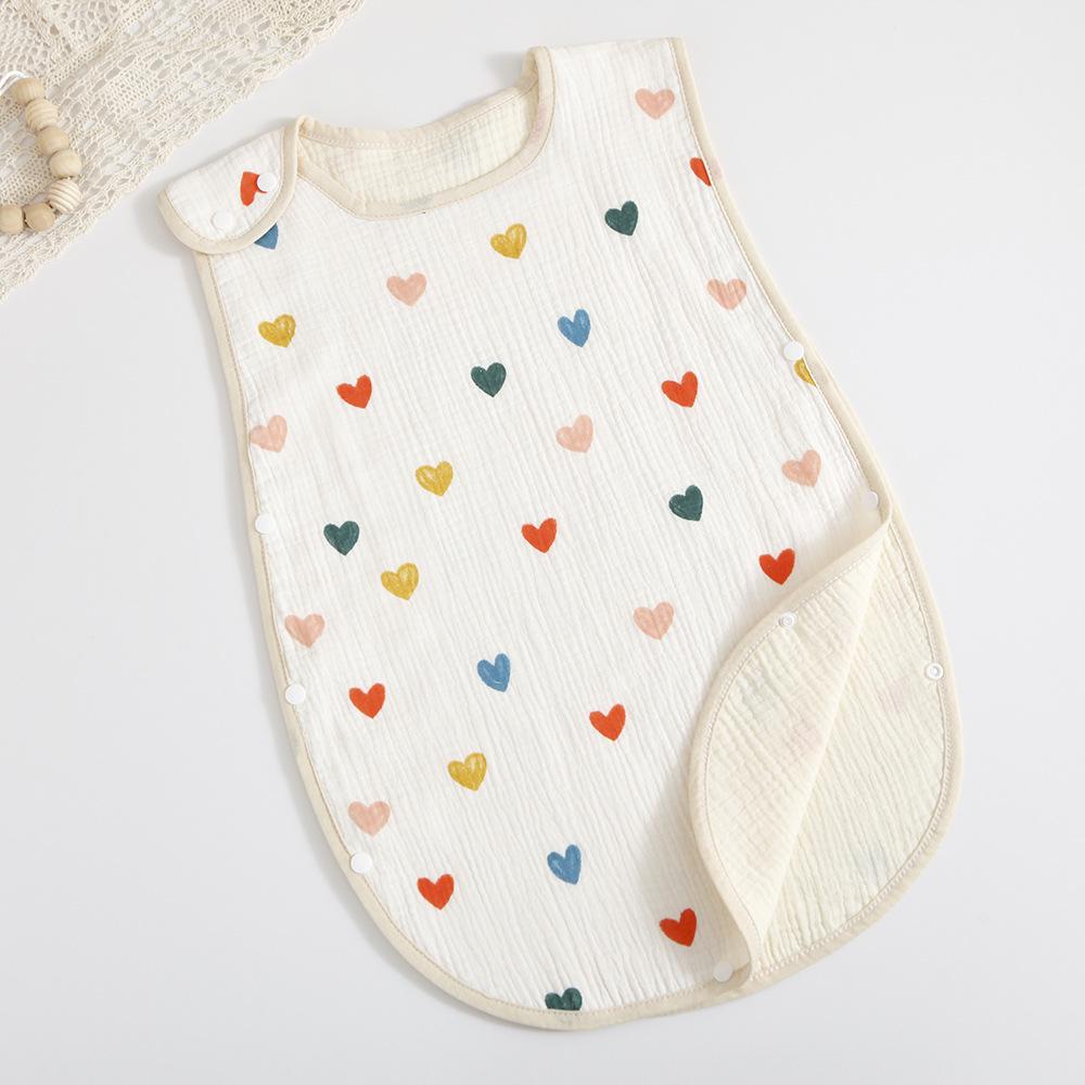 Vierschichtiger Kinder-Schlafsack ohne Ärmel aus Gaze - Sommerdünne Anti-Strampel-Decke, koreanischer Stil.