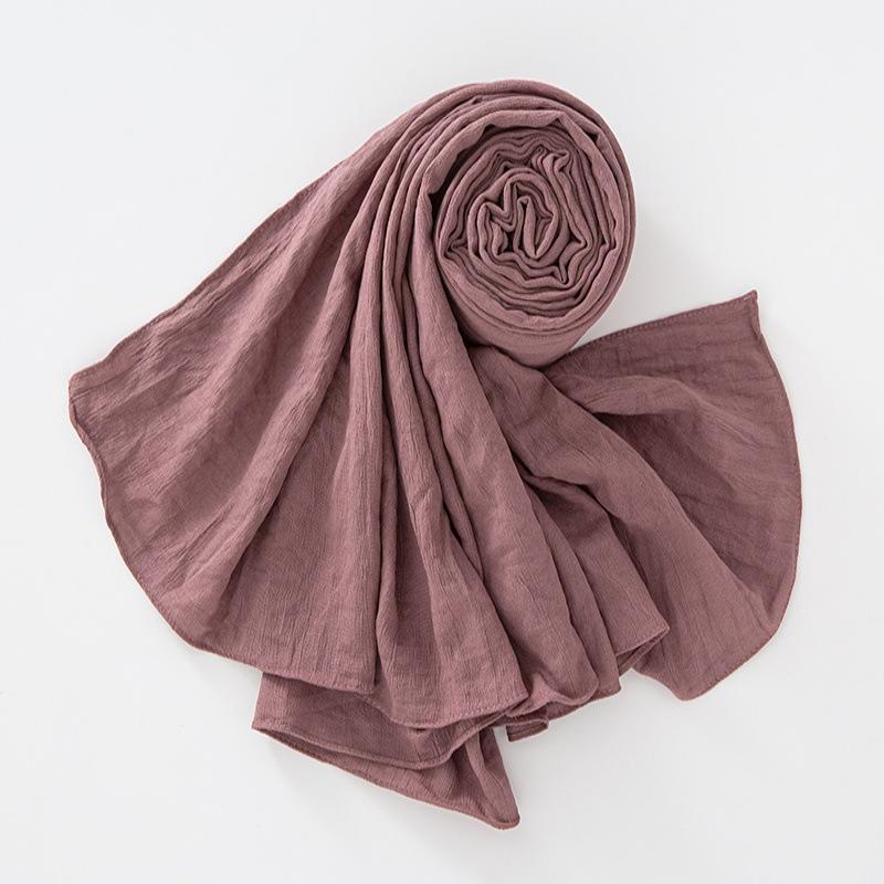 New Breathable Crumpled Scarf For Women Girls Solid Scarves Soft Cotton Wrinkle Pashmina Shawl Foulard Winter Warm Wrap Shawls