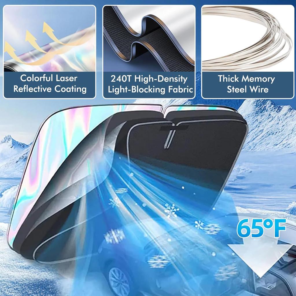 Car Windshield Sun Shade Front Window Sunshade Windshield Sun Protection Cover UVR-Blocker Cooling Heat Shield Curtains