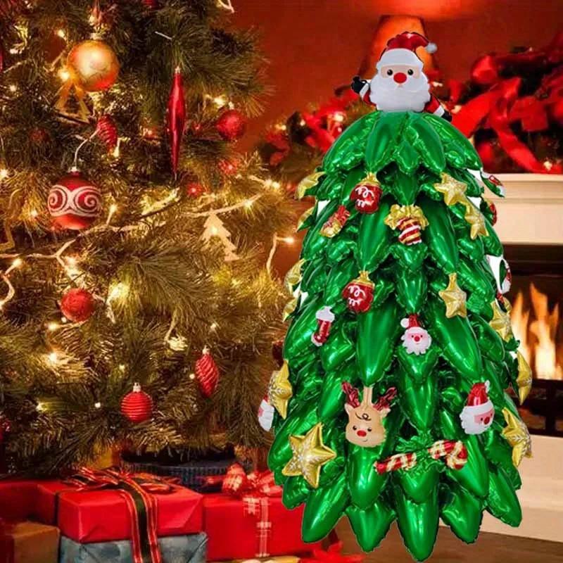 Large 3D Inflatable Christmas Tree Balloon New Year Party Decoration with Merry Christmas Theme Christmas Tree Foil
