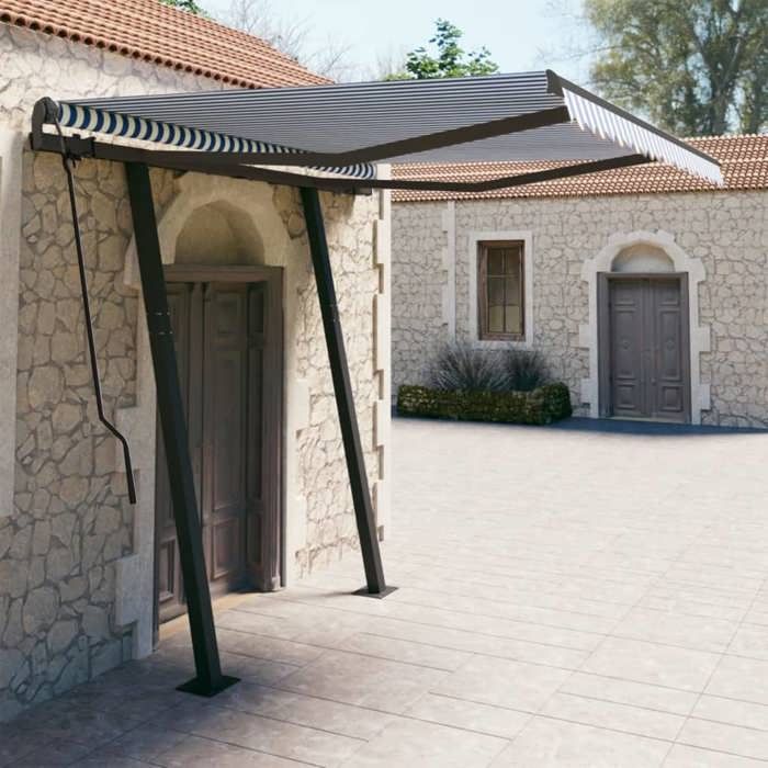 VidaXL Auvent Rétractable Automatique avec Poteaux Auvent de Terrasse Store de Balcon Jardin Extérieur Ombrage des Fenêtres 3070126
