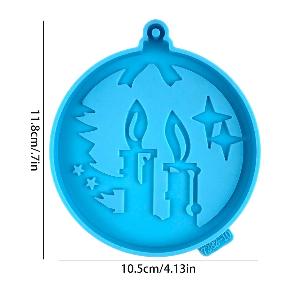 1/10 X DIY Silicone Pendant Mold Xmas Tree Candle Pattern Round Epoxy Mold Xmas