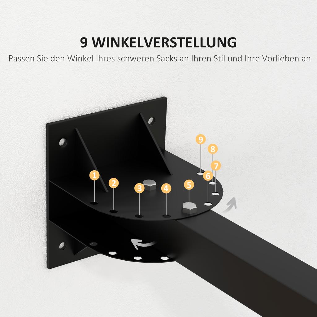 Box Sack Holder Wall Mount 9 Angles Steel Up To 100 Kg Black